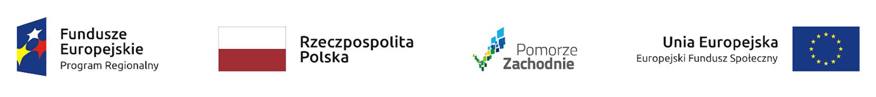 obrazek zawierający logo funduszu europejskiego, pomorza zachodniego, flagę polski oraz flagę unii europejskiej, Europejskiego Funduszu Społecznego